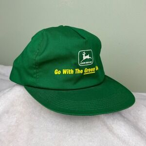 Vintage John Deere Go With The Green Service Snapback Hat Green Trucker Cap